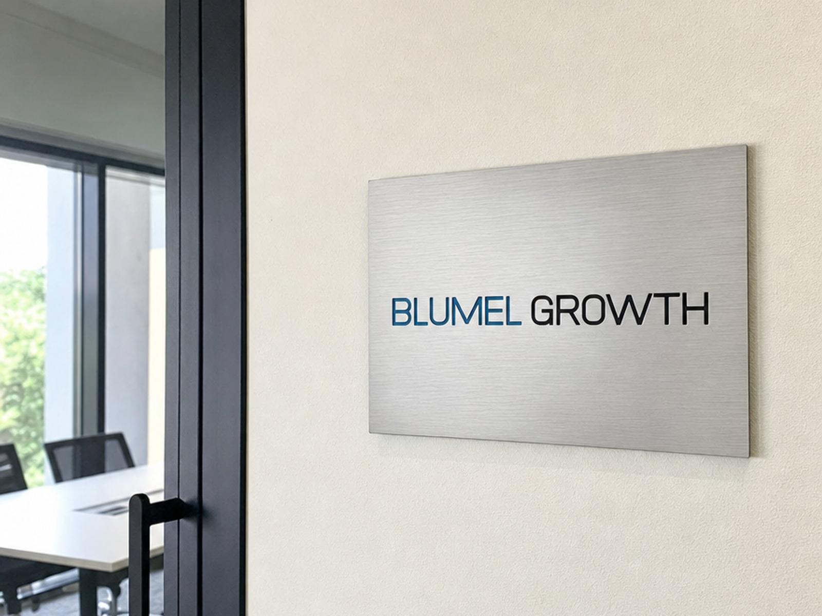 Blumel Growth office plaque